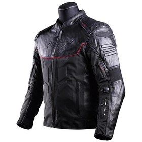 Resim Prosev Falcon 4 Mevsim Siyah Deri Motosiklet Mont 