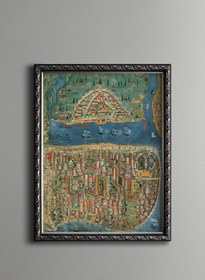 Resim epiqart İstanbul Haritası - Vintage Desenli Çerçeve 