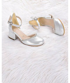 Resim Kiko Kids 771 Vakko Taşlı Kız Çocuk 5 Cm Topuklu Sandalet Ayakkabı Gümüş 