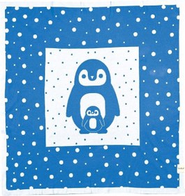 Resim Organik Triko Bebek Örtüsü, Penguen 80x90 , Mavi 