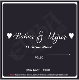 Resim EYBA STİCKER Gelin Damat düğün aracı arka cam yazısı Büyük Boy 75X20 Cm BEYAZ ÜTFEN SORU SORDAN ULAŞIN 