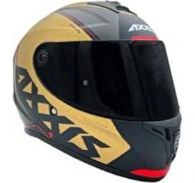 Resim AXXIS Motosiklet Full Face Kaskı Draken S Gear A9 Matt Gold Motorcu Kaskı Çift Vizörlü 