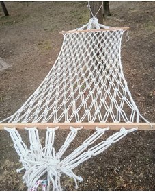 Resim Toptancı Amca İp Hamak Taşıma ipli Hamak 90x190 cm Çift Katlı 200 kg Taşıma Kapasiteli Beyaz Balkon Bahçe Hamak 