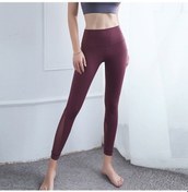 Resim Çift Taraflı Brokar Spor Pantolon Örgü Dikiş Yüksek Bel Yoga Tayt Siyah - Kırmızı Siyah - Kırmızı 