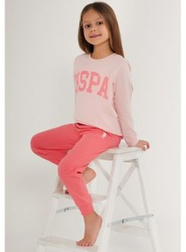 Resim U.s. Polo Assn Bright Pembe Kız Çocuk Uzun Kol Pijama Takım Pudra 