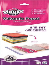 Resim VİNDEX 3'LÜ SET VAKUMLU POŞET 1-XL/2-XXL BOY Şeffaf 