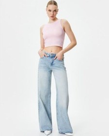 Resim Koton Crop Atlet Kolsuz Halter Yaka Dokulu Rose 4sak10088ek 4sak10088ekrsm Pembe 