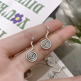 Resim 10/20 Adet Vintage Gümüş Renkli Çinko Alaşım Yuvarlak Spiral Oyma Kolye ve Küpe Yapımı Aksesuarları 