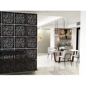 Resim Kayasan Ahşap Kayasan ® Lazer Kesim Sarkıt Paravan, Ahşap Seperatör, Oda Ayırıcı 4'lü Panel Levha Seti 