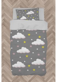 Resim Mekta Home Bebek Ve Çocuk Odası Bulut Ve Yıldız Desenli Çerçeveli Nevresim Takımı 