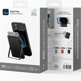 Resim Wiwu MW-006 Tasarımlı 6 Hazneli PU Magnetik Standlı Kartlık - Gri 
