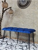 Resim Metal Siyah Tel Ayaklı 100 Cm Puf Bench - Puf - Bench - Oturak - Çok Renkli 