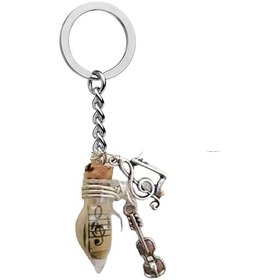 Resim Cam Şişede Nota Anahtarlık 