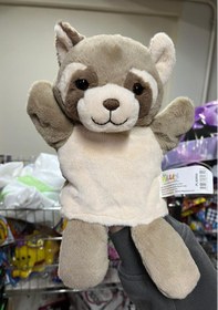 Resim Peluş 25 Cm El Kuklası Kahverengi Rakun Kukla Çok Renkli 