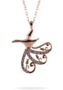 Resim OSMANLI GÜMÜŞ Lale Motifli Semazen Rose Gold Renk 925 Ayar Gümüş Bayan Kolye Gklsemazenk-ros 