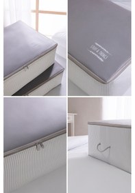 Resim Ocean Home Textile 2 Adet Mega Boy Gri Çizgili Stuff&Things Baza Altı Hurç Set 74 x 46 x 22 cm 