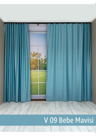 Resim Donatti Bebe Mavisi Star Blackout Pilesiz Tek Kanat Fon Perde Bebe Mavisi 