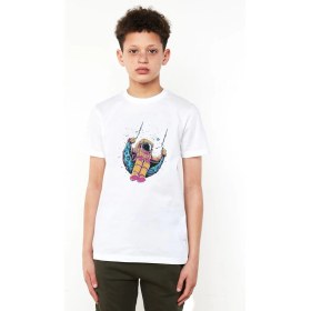 Resim Qivi Astronot Ay Salıncak Çocuk Baskılı Unisex Çocuk Beyaz T-Shirt 