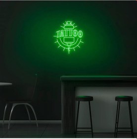 Resim Tattoo Yazılı Ve Şekilli Neon Tabela Yeşil 