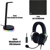 Resim Razer BlackShark v2 USB Enhancer + Trust GXT 754 Mousepad + Razer Base Station V2 Chroma 