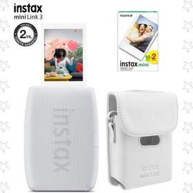 Resim Instax Mini Link 3 Beyaz Akıllı Telefon Yazıcısı Beyaz Çanta Ve 20'li Mini Film Beyaz 