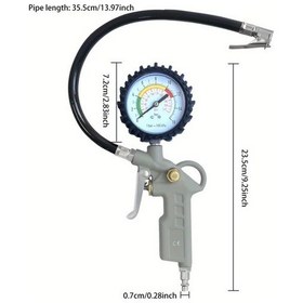 Resim Xuweiwei Grey Tire Pressure Gun Yüksek Hassasiyetli Amerikan Enflasyon Nozzlelı Lastik Basınç Ölçer 