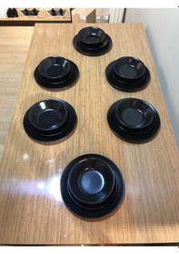 Resim Keramika Mat Siyah 6 Kişilik Yemek Takımı 18 Parca 