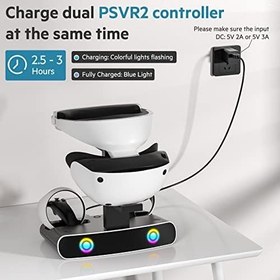 Resim Charging Dock Stand for PSVR2 Touch Controller with Sony Playstation VR2 Headset Display Stand, Charging Station with Type-C Cable for 2 Controllers, Quick Charging Stand with LED Indicator Light 
