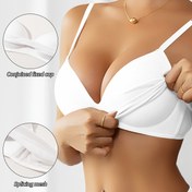 Resim Her Gün Rahatlık | Kadınların Dikişsiz Sütyeni - Kablosuz, Yüksek Destek, Plush Kaplama ve Splicing Mesh Detaylı, Düz Renkli Push-Up Tasarımı, Günlük Giyim İçin 