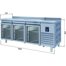 Resim Galleyz Tezgah Tip Buzdolabı - 3 Cam Kapılı - 200X70X85 cm 