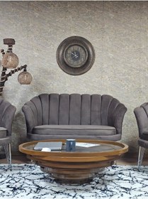 Resim Zafir İstiridye Takım Krom Kaplama Telli Ayak Çay Seti Koltuk Takımı Kahverengi 