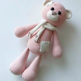 Resim Amigurumi Yamalı Ayıcık Oyuncak - Pembe-Krem 