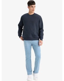 Resim Defacto Relax Fit Bisiklet Yaka Kalın İçi Yumuşak Tüylü Basic Düz Sweatshirt T5139az25aunv163 Lacivert 