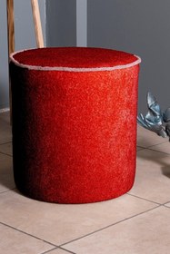 Resim Gazzini Furniture Venice Bordo Teddy Puf- Yuvarlak Makyaj Masası Pufu 