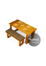Resim Neiwel Garden Avex Doğal Ahşap Banklı Bahçe Masa Takımı-120-360 Takım Açık Ceviz 