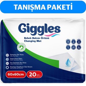 Resim Giggles Bebek Bakım Örtüsü 60x60 Alt Açma Bezi 2 Paket 20 Adet 