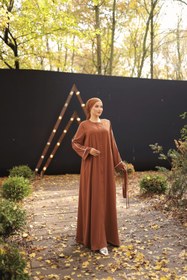 Resim Nissra Ankanoor Medine İpeği Gizli Patlı Biyeli Abaya Kol Ferace 145cm Anka255058 