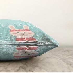 Resim RealHomes Çift Taraflı Christmas Ayıcık Desenli Özel Tasarım Çocuk Odası Raşel Örme Yastık Kırlent Kılıfı, Sonil-K4355-43x43cm 
