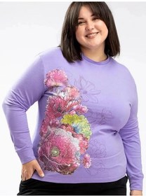 Resim Freevolno Kadın Oversize Büyük Beden Sweatshirt 250594035 Leylak 