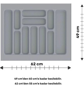 Resim Koçsan Çekmece Içi Kaşıklık, Düzenleyici, Organizatör 62 cm x 49 Cm-Gri 