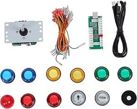 Resim PS3 için DIY Arcade Oyun Joystick Seti, Arcade Oyun Denetleyicisi USB Chip Kontrol Paneli DIY Kiti için PS3/PC Gamepad Işıklı Düğme 