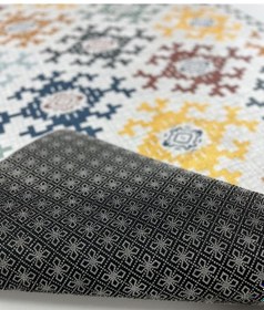 Resim Kaymaz Tabanlı Yıkanabilir Dijital Baskı Çocuk Halısı Kilim Desen Çok Renkli 