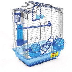 Resim Kiki Excellent Beşgen Çatılı Çift Kapılı ve Yemlikli Muhabbet Kuşu Kafesi Renkli 43x30x22 Cm 