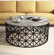 Resim Variant Selin Metal Mermer Desenli Orta Sehpa - Beyaz Mermer 