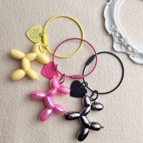 Resim Yükseltilmiş Balon Köpek Anahtarlık Süs Halkası 