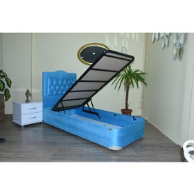 Resim Bengimobilya Baza-Başlık Taytüy Turkuaz Renk Silin Kumaş Model Metal Çelik... 