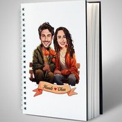 Resim Ciftlere Özel Bankta Aşkımız Karikatürlü Defter 