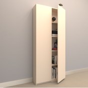 Resim RAFKESTİR Asya Suntalam Kitaplık ( 80 X 180 Cm ) - Kapaklı Krem ( Parlak ) 
