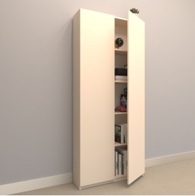 Resim RAFKESTİR Asya Suntalam Kitaplık ( 80 X 180 Cm ) - Kapaklı Krem ( Parlak ) 