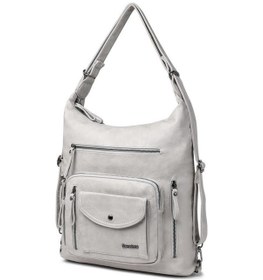 Resim Yıkama Deri Hem Sırt Hem Omuz Kadın Çantası 21-k Barcelona 1580-7 GRİ 
